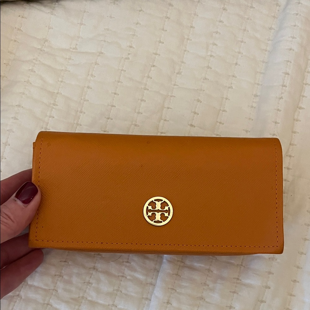 Tory Burch Saffron Sunglass Case with Gold Logo